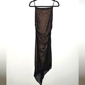 90s VTG NEXT UP Cream And Black Layered Dress SZ M